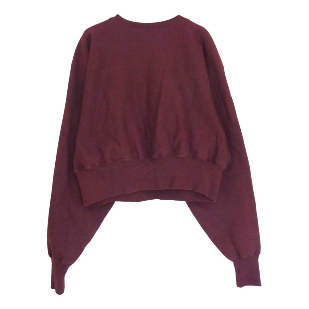 Champion チャンピオン 刺繍タグ REVERSE WEAVE リバースウィーブ 刺繍ロゴ リメイク スウェット トレーナー エンジ系 XXL【中古】