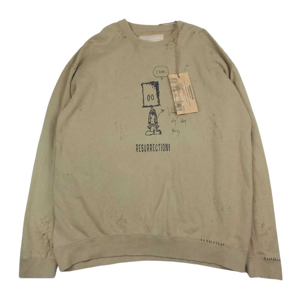 リザレクション I THINK,,, character sweat shirt キャラクター スウェット トレーナー ベージュ系【中古】