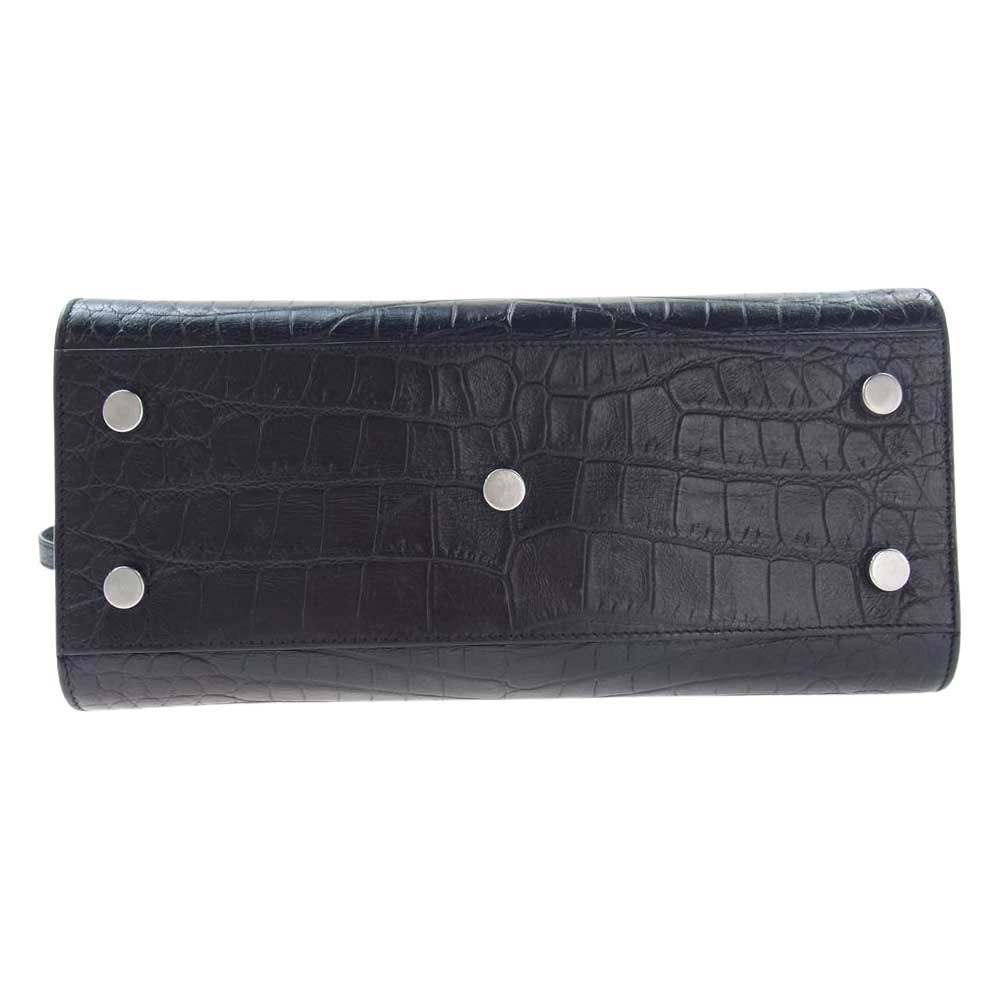 SAINT LAURENT サンローラン Baby Sac De Jour サックドジュール ベイビー クロコ型押し 2WAY ショルダー ハンドバッグ ブラック系【中古】