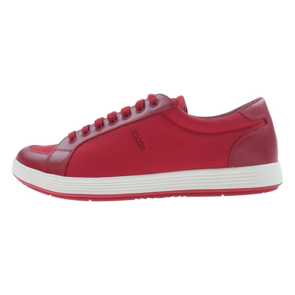 PRADA SPORTS プラダスポーツ 4E2939 LINEA ROSSA ナイロン レザー ローカット スニーカー レッド系 27.5【美品】【中古】