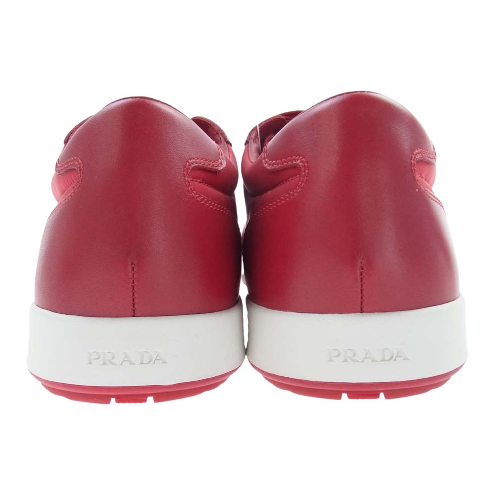 PRADA SPORTS プラダスポーツ 4E2939 LINEA ROSSA ナイロン レザー ローカット スニーカー レッド系 27.5【美品】【中古】