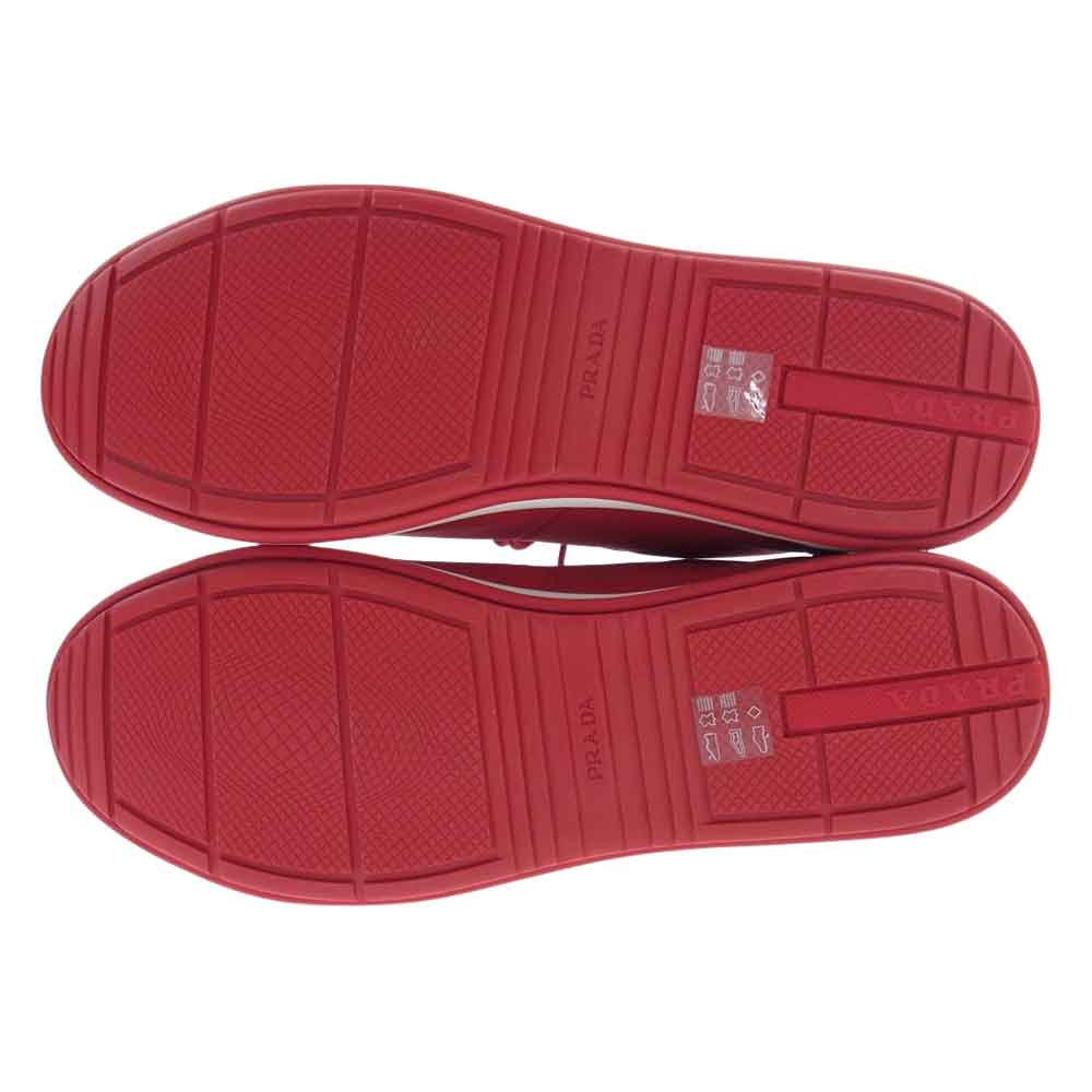 PRADA SPORTS プラダスポーツ 4E2939 LINEA ROSSA ナイロン レザー ローカット スニーカー レッド系 27.5【美品】【中古】