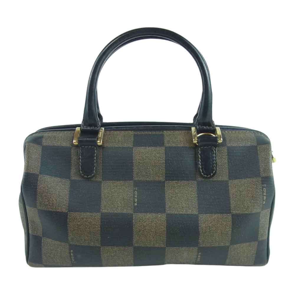 FENDI フェンディ SAS オールド ヴィンテージ ブロックチェック ハンドバッグ ブラウン系【中古】