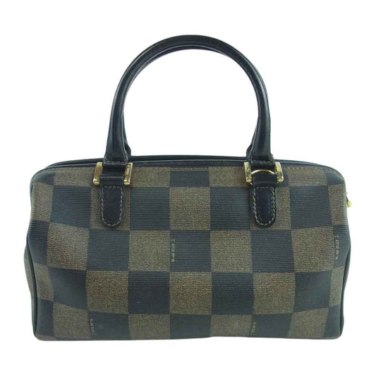 FENDI フェンディ SAS オールド ヴィンテージ ブロックチェック ハンドバッグ ブラウン系【中古】
