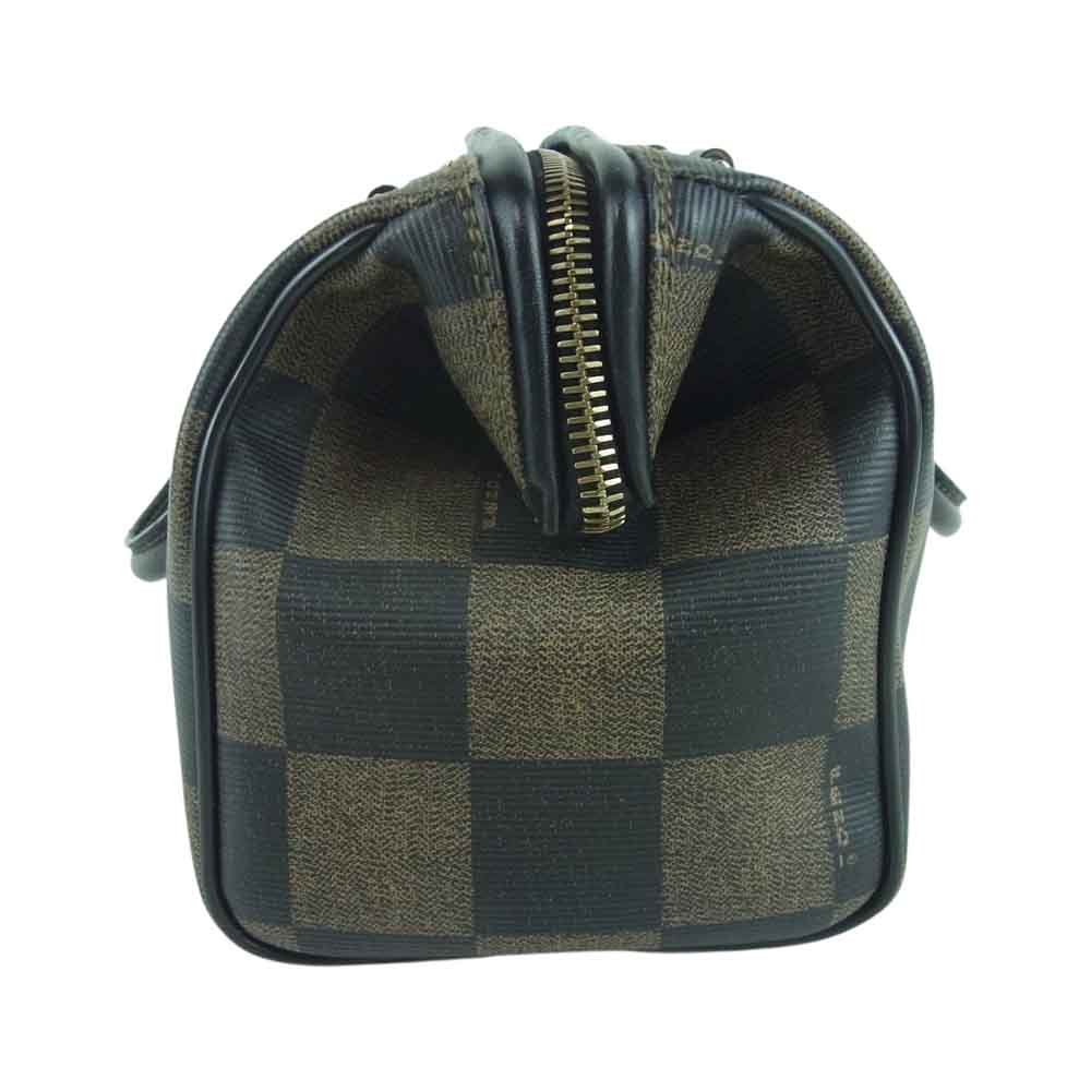 FENDI フェンディ SAS オールド ヴィンテージ ブロックチェック ハンドバッグ ブラウン系【中古】
