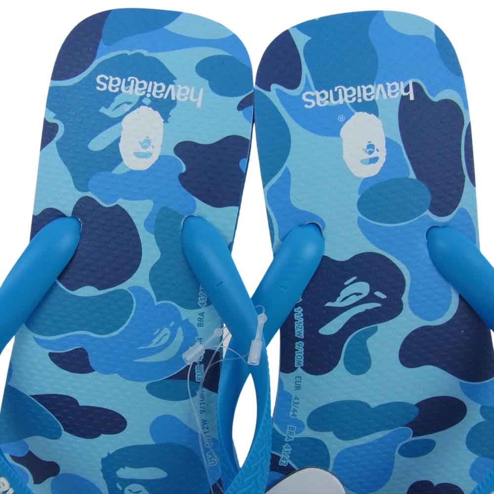 A BATHING APE アベイシングエイプ BAPE ベイプ × HAVAIANAS ハワイアナス TOP ビーチサンダル ライトブルー系【新古品】【未使用】【中古】