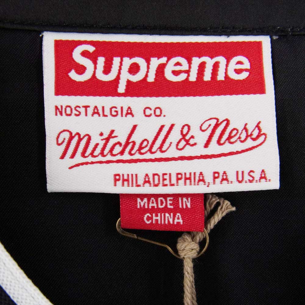 Supreme シュプリーム 23SS MITCHELL & NESS SATIN BASEBALL JERSEY ミッチェル＆ネス サテン ベースボール シャツ ブラック系 XL【美品】【中古】