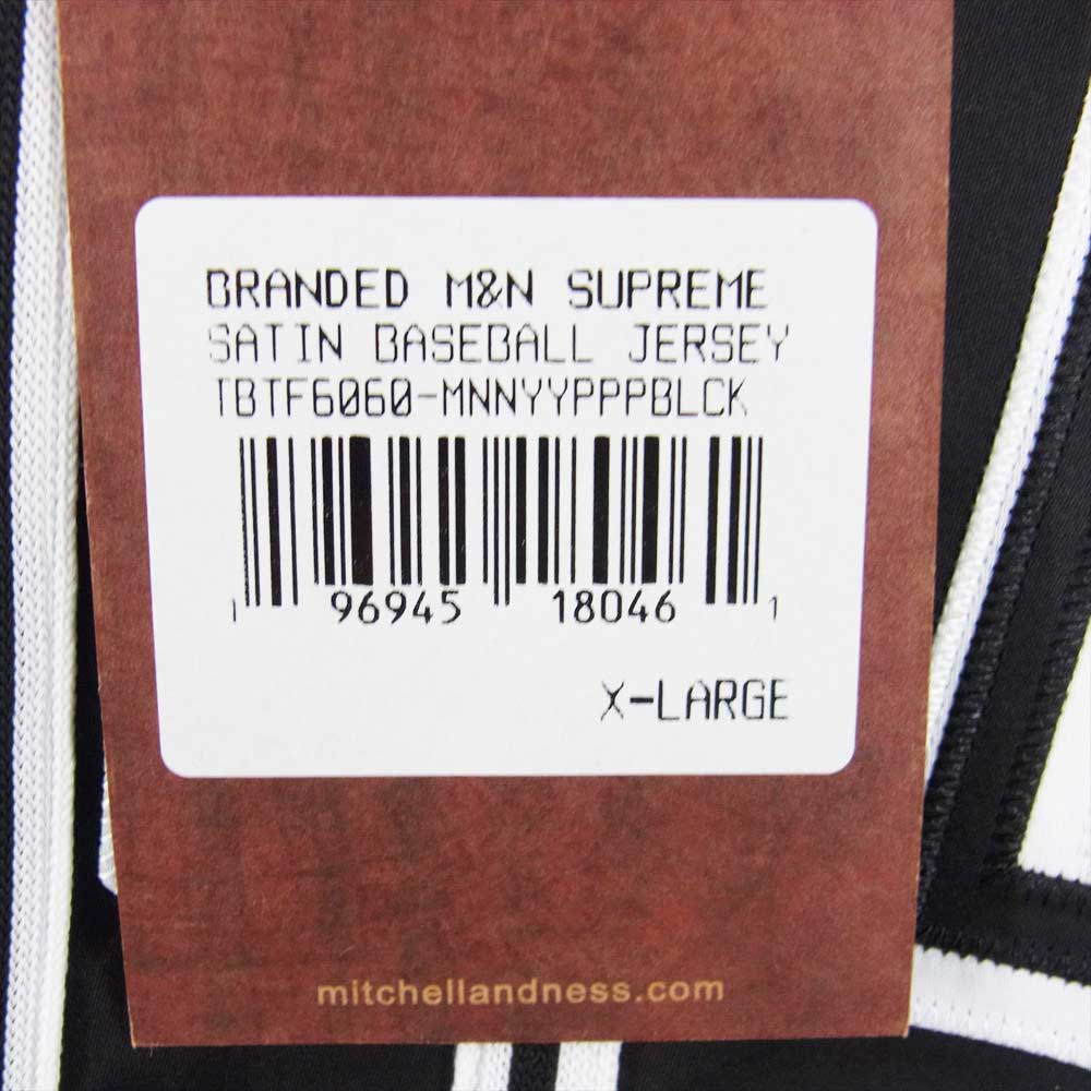 Supreme シュプリーム 23SS MITCHELL & NESS SATIN BASEBALL JERSEY ミッチェル＆ネス サテン ベースボール シャツ ブラック系 XL【美品】【中古】
