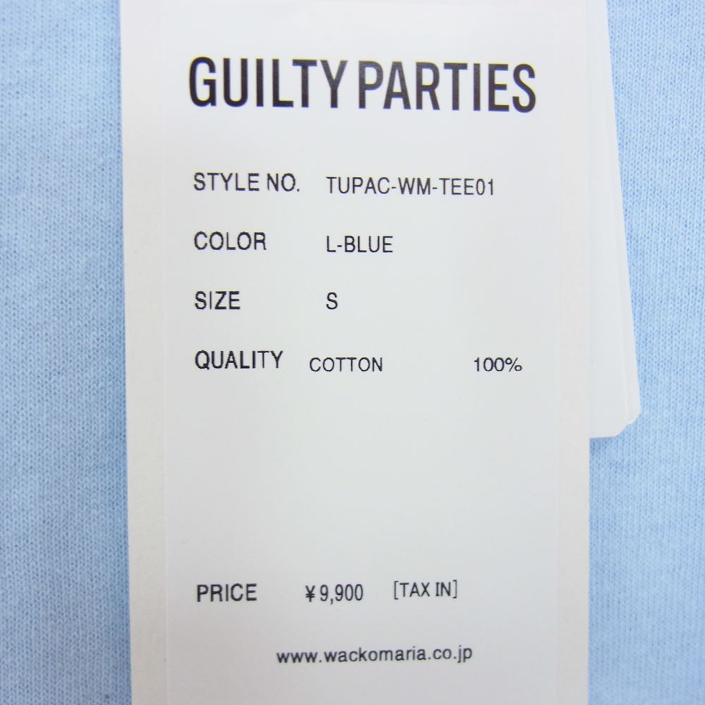 WACKO MARIA ワコマリア TUPAC-WM-TEE01 2PAC TUPAC CREW NECK T-SHIRT -TYPE 1 トゥーパック フォトプリント 半袖 Tシャツ ライトブルー系 S【新古品】【未使用】【中古】