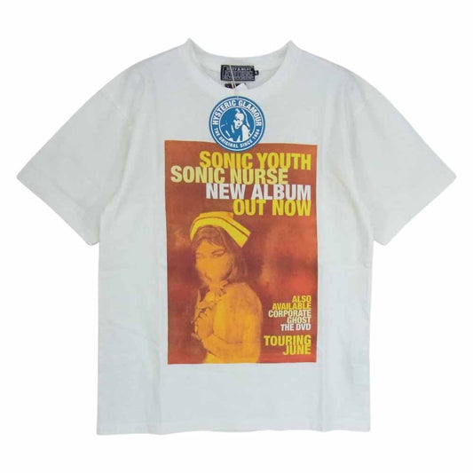 HYSTERIC GLAMOUR ヒステリックグラマー 22AW 02223CT16 SONIC YOUTH SONIC NURSE POSTER ソニックユース ポスター クルーネック 半袖 Tシャツ ホワイト系 S【新古品】【未使用】【中古】
