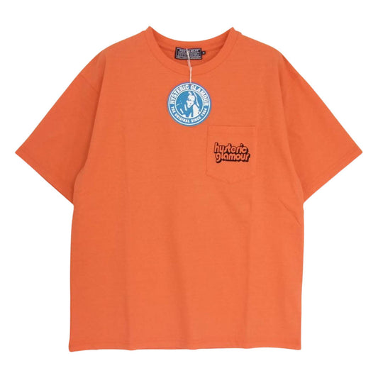 HYSTERIC GLAMOUR ヒステリックグラマー 23SS 02231CT03 HG MOTORCYCLE モーターサイクル ポケット付き 半袖 Tシャツ オレンジ系 M【新古品】【未使用】【中古】