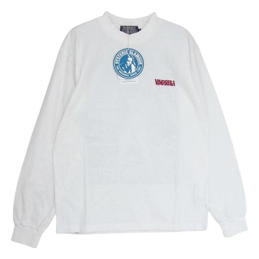 HYSTERIC GLAMOUR ヒステリックグラマー 22AW 02223CL19 VAMPIRELLA ヴァンピレラ クルーネック 長袖 Tシャツ カットソー ホワイト系 S【新古品】【未使用】【中古】