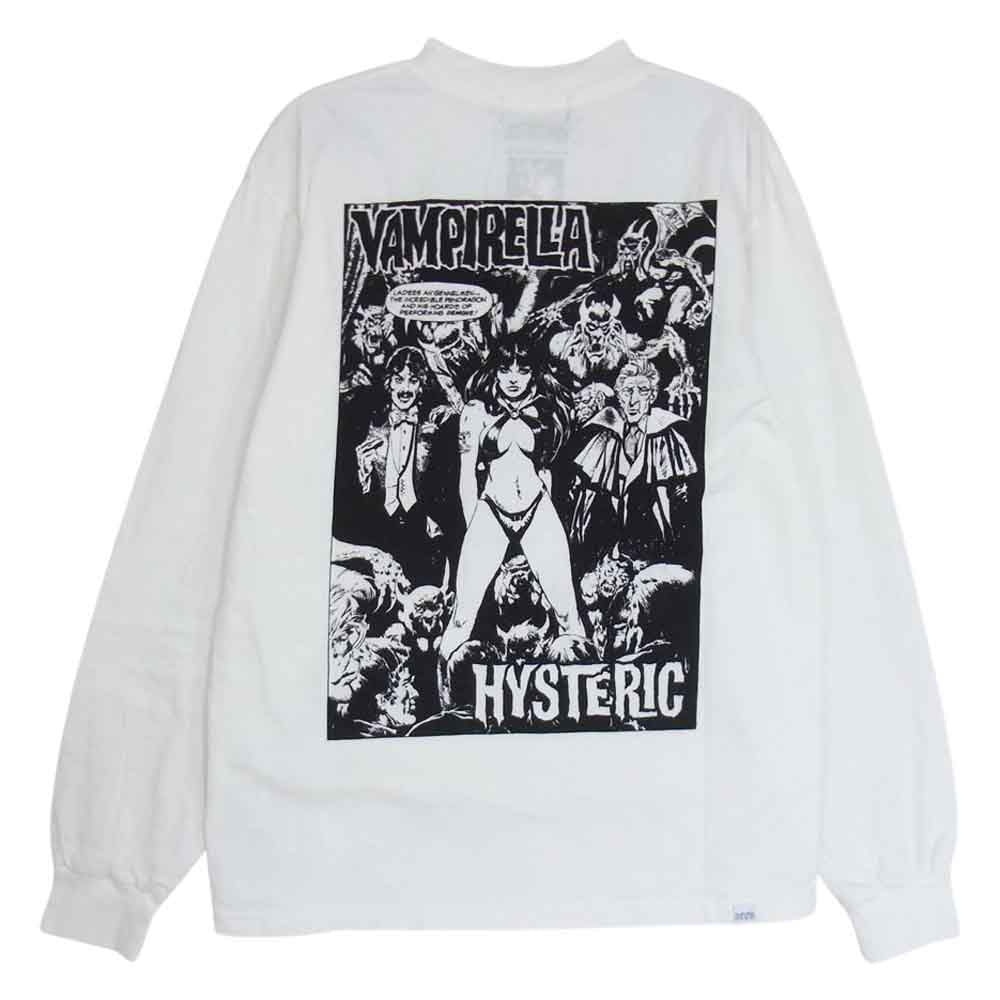HYSTERIC GLAMOUR ヒステリックグラマー 22AW 02223CL19 VAMPIRELLA ヴァンピレラ クルーネック 長袖 Tシャツ カットソー ホワイト系 S【新古品】【未使用】【中古】