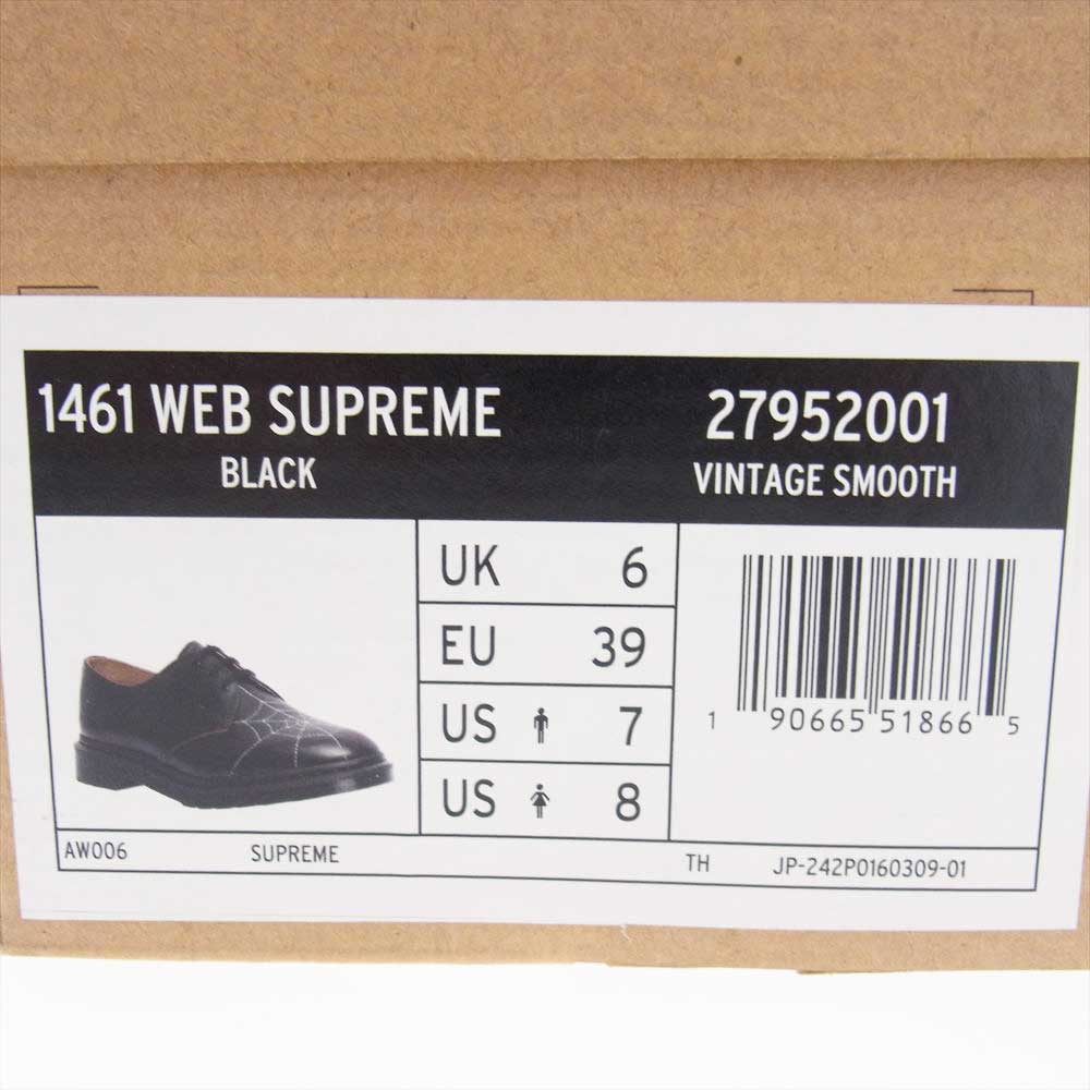 Supreme シュプリーム 22SS 27952001 × Dr. Martens 3-Eye Spiderweb ドクターマーチン スパイダーウェブ 3 アイ シューズ ブラック系 UK6【中古】