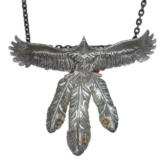 SAAD サード カスタム イーグル 3連フェザー ビーズ ネックレス シルバー系【中古】