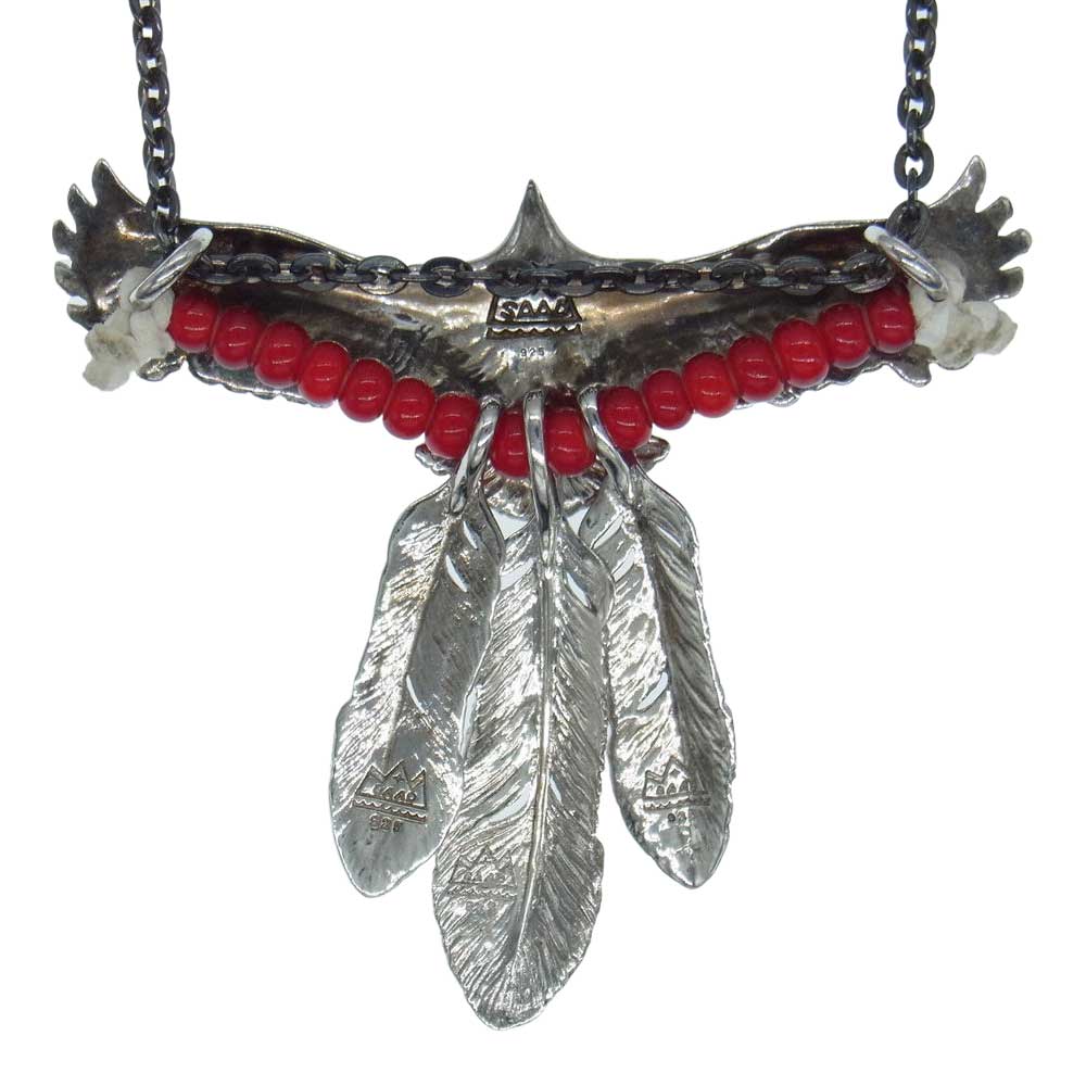 SAAD サード カスタム イーグル 3連フェザー ビーズ ネックレス シルバー系【中古】