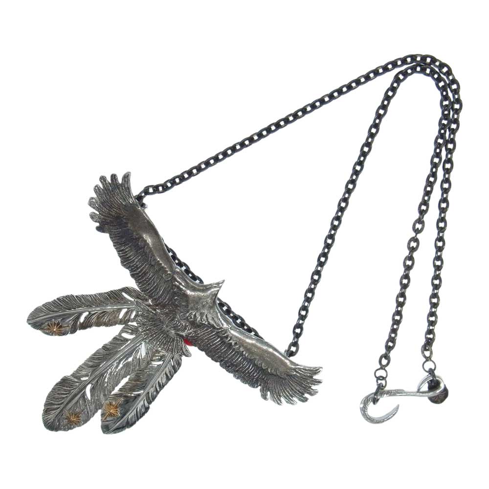 SAAD サード カスタム イーグル 3連フェザー ビーズ ネックレス シルバー系【中古】