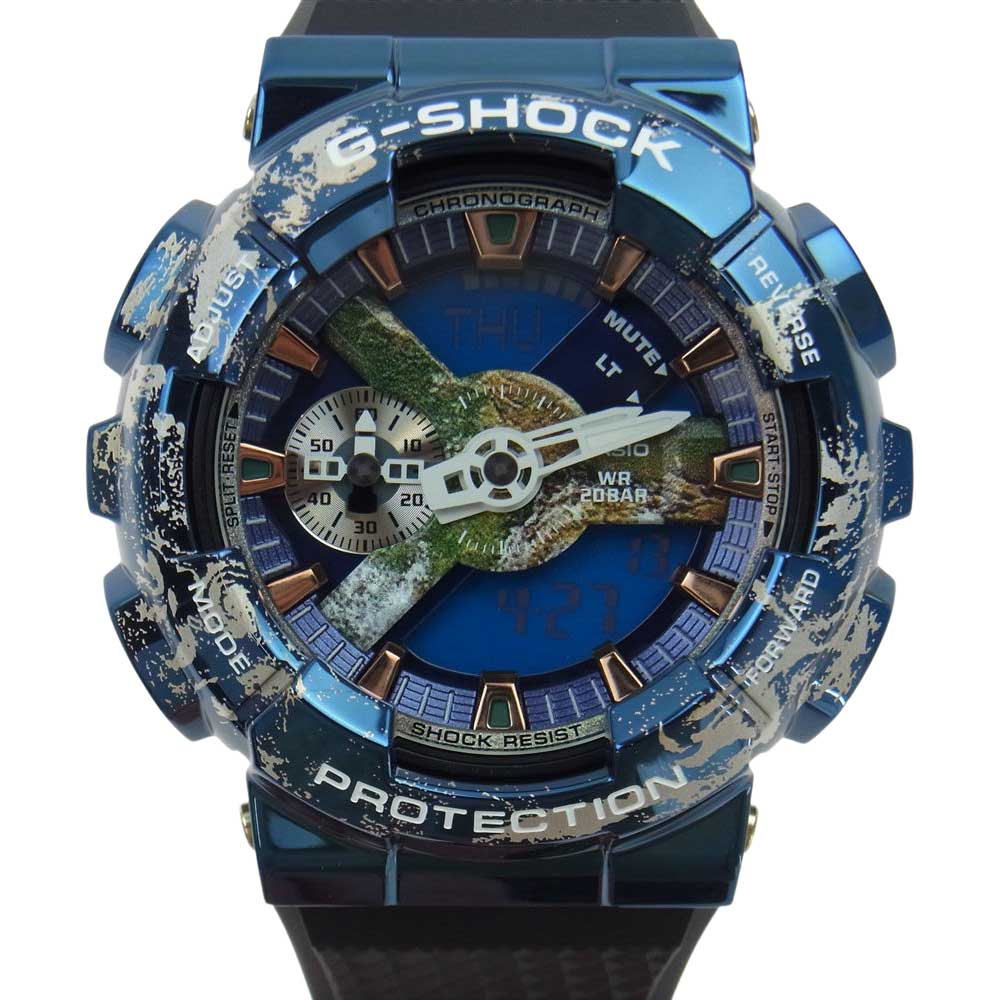 CASIO G-SHOCK カシオ ジーショック GM-110EARTH-1AJR ANALOG-DIGITAL アナログ デジタル アナデジ 地球 アース ウォッチ 腕時計 ブルー系 ブラック系【新古品】【未使用】【中古】