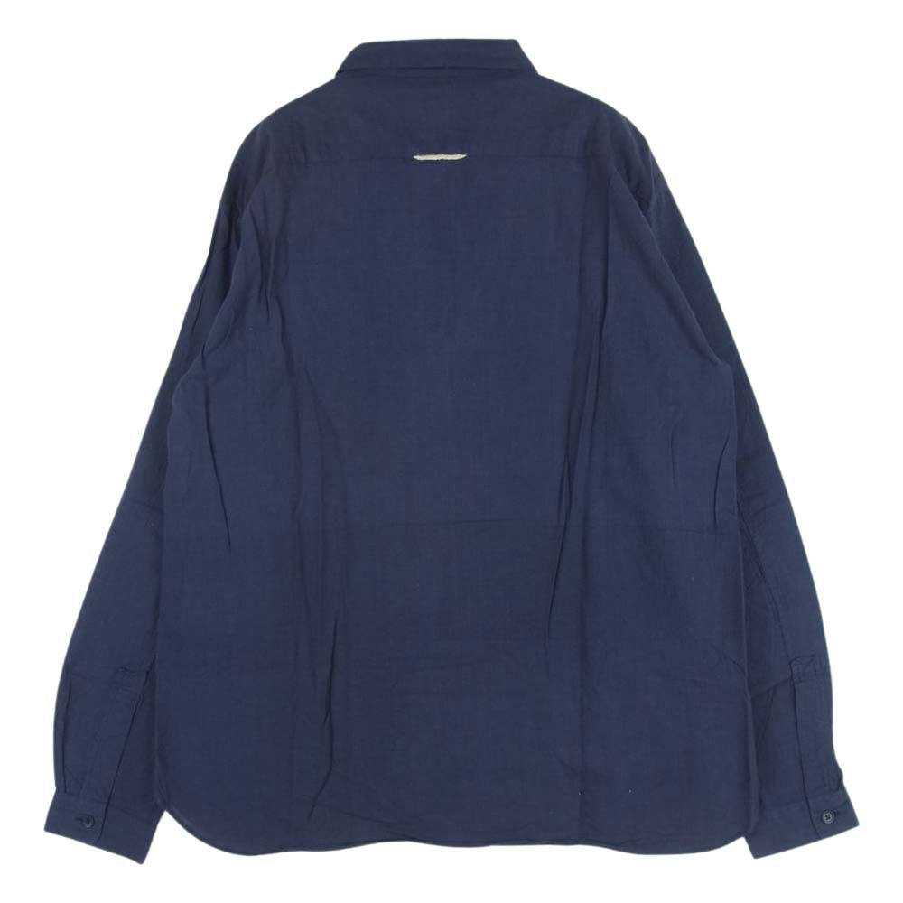 YAECA ヤエカ 1711078 胸ポケット付き コットン プルオーバー 長袖 シャツ コットン 日本製 ネイビー系 72 M【中古】