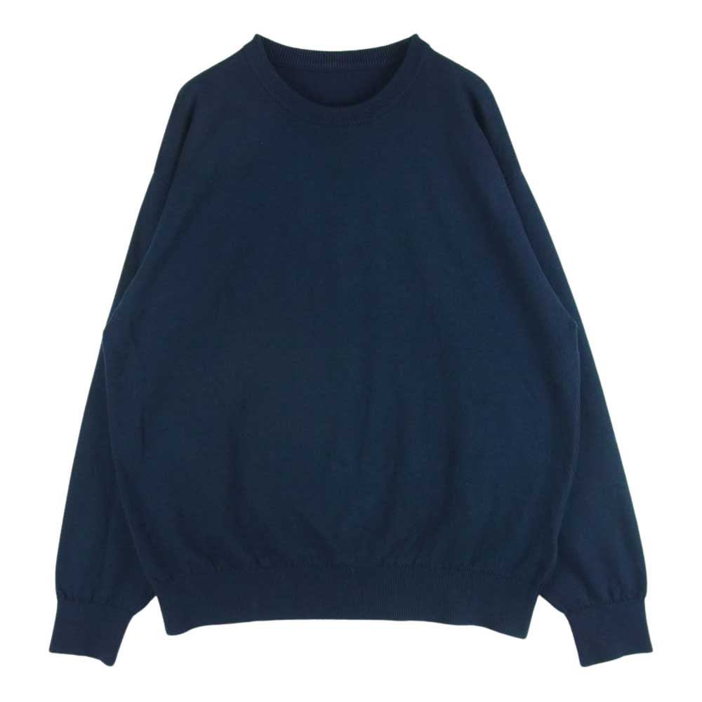米冨 95-222-029 wave cotton crew neck knit ウェーブ クルーネック ニット ネイビー系 3【中古】