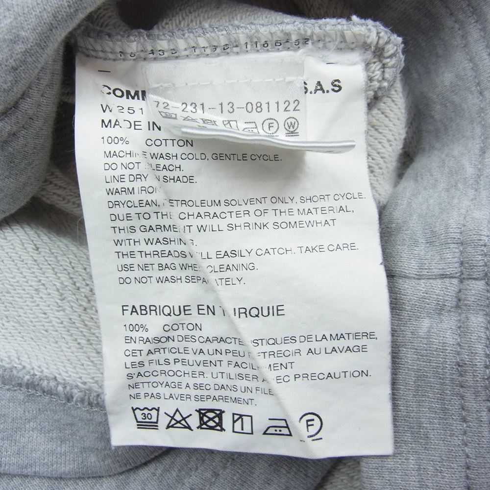 COMME des GARCONS コムデギャルソン W25119 SHIRT クルーネック スウェット グレー グレー系 M【中古】