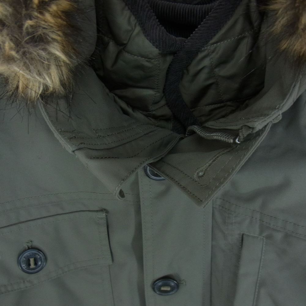 Eddie Bauer エディー・バウアー キルティング ライナー付き フードファー ナイロン ジャケット  カーキ系 XL【中古】