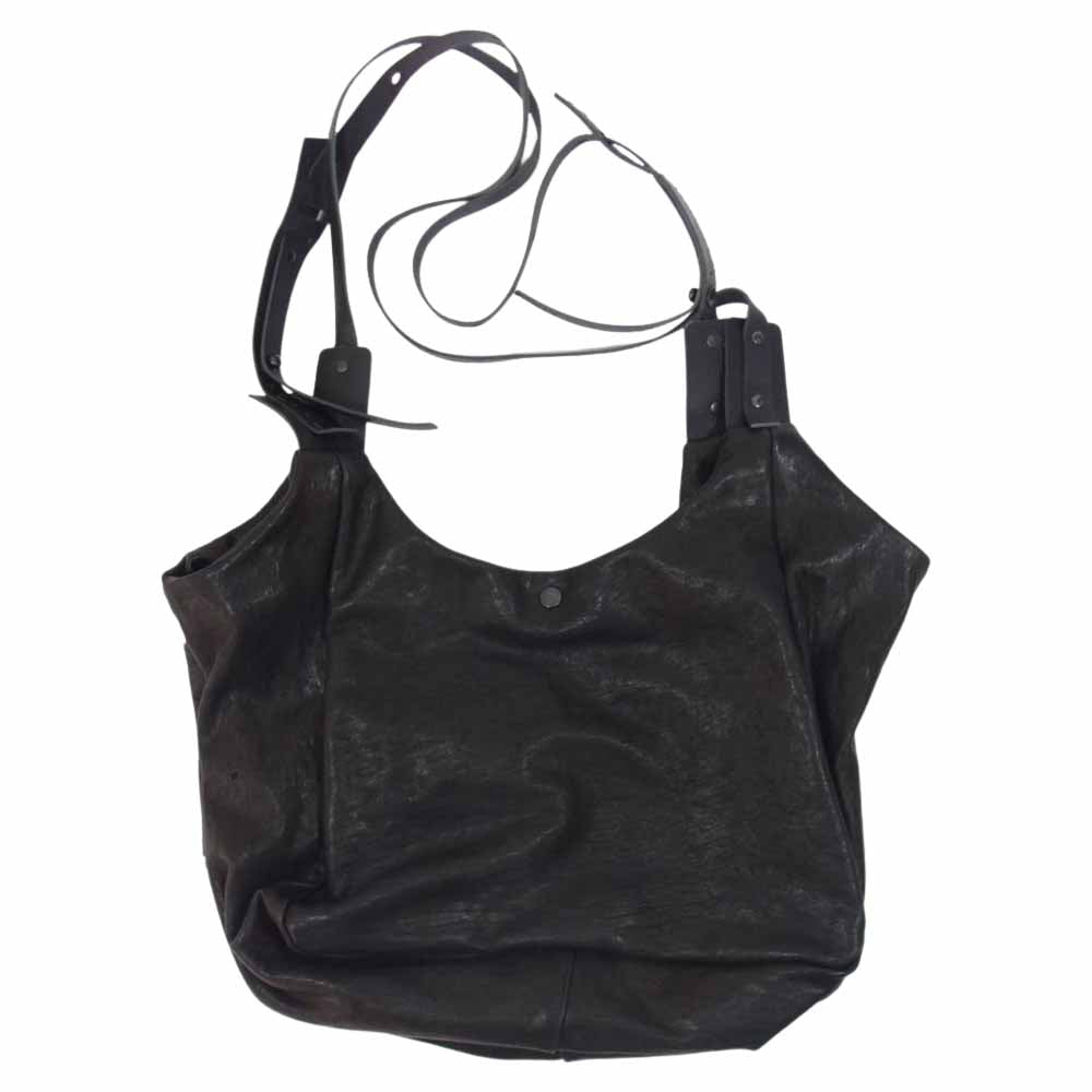 STRUM ストラム STG044-01TAS × T.A.S フルタンニン ピット鞣し シュリンク ホースハイド ショルダー バッグ ブラック系【新古品】【未使用】【中古】