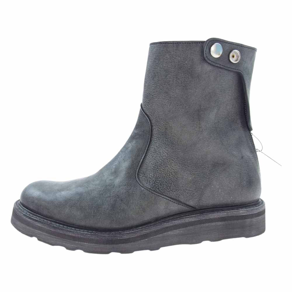STRUM ストラム STB008-01 フルタンニン ピット鞣し シュリンク ホースハイド WAX仕上げ シングルライダース バックジップブーツ グレー系 26cm【新古品】【未使用】【中古】