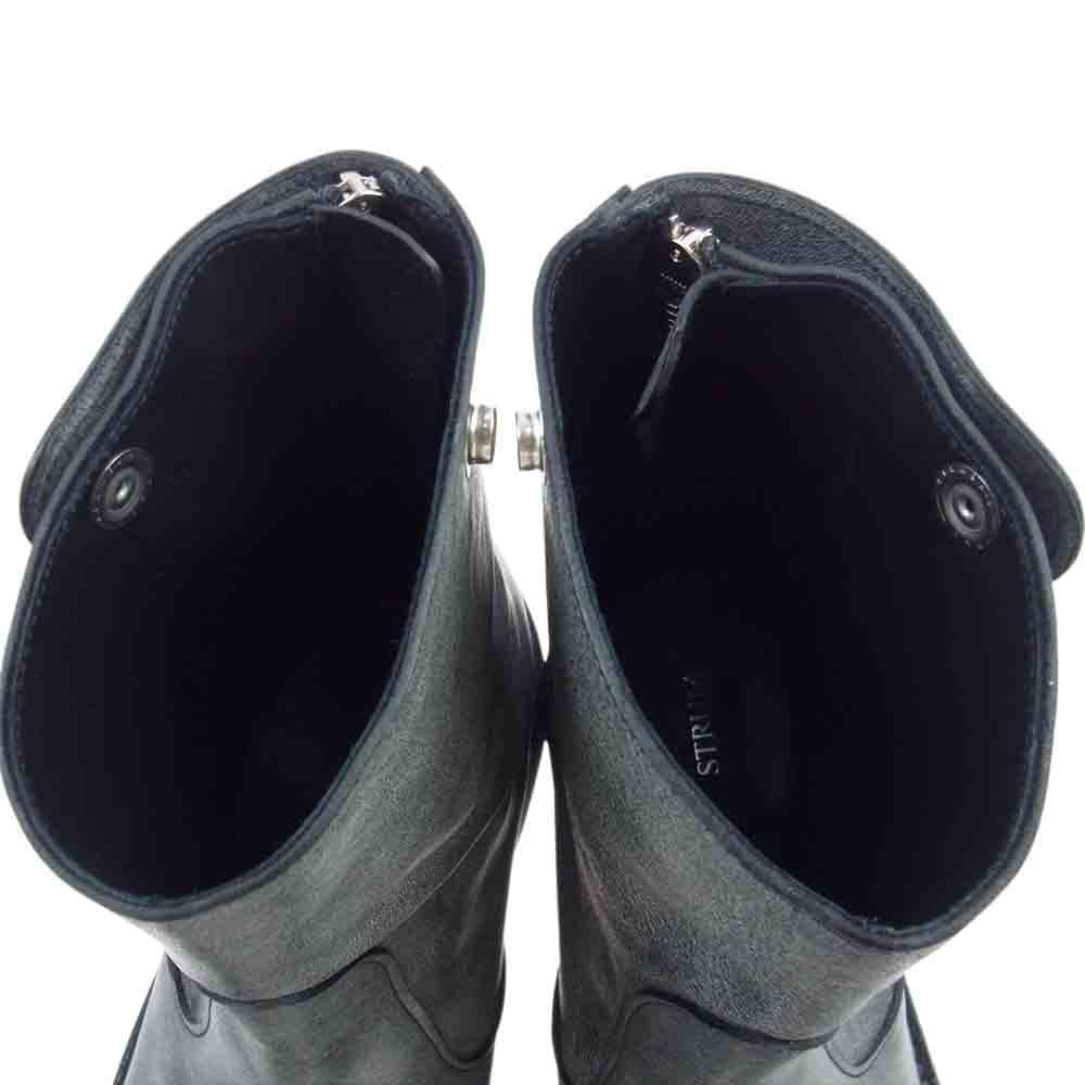 STRUM ストラム STB008-01 フルタンニン ピット鞣し シュリンク ホースハイド WAX仕上げ シングルライダース バックジップブーツ グレー系 26cm【新古品】【未使用】【中古】