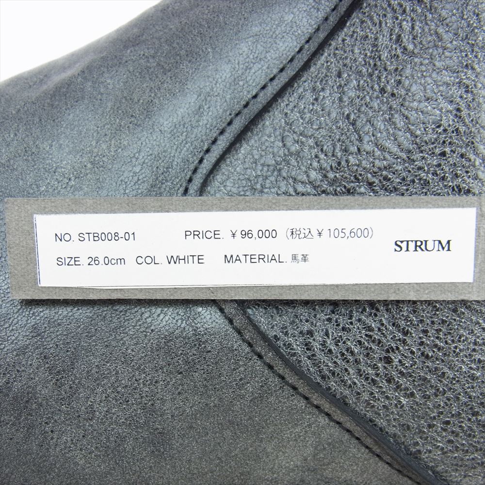 STRUM ストラム STB008-01 フルタンニン ピット鞣し シュリンク ホースハイド WAX仕上げ シングルライダース バックジップブーツ グレー系 26cm【新古品】【未使用】【中古】