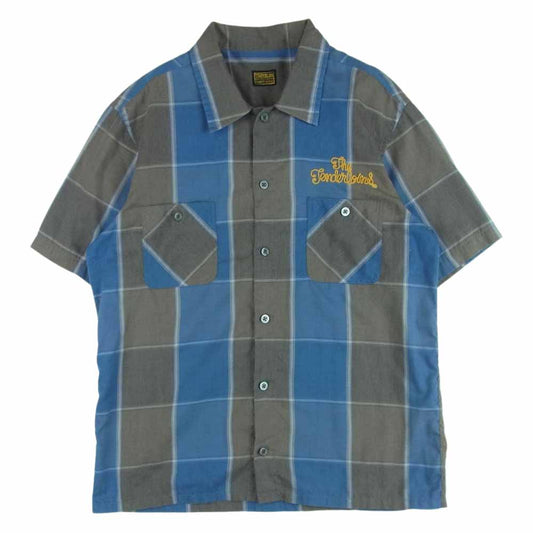 TENDERLOIN テンダーロイン T-POLY CHECK SHT ポリ 半袖 チェック シャツ 日本製 グレー系 ブルー系 S【中古】