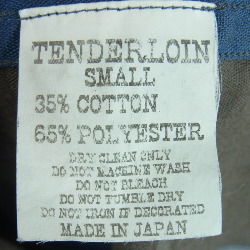 TENDERLOIN テンダーロイン T-POLY CHECK SHT ポリ 半袖 チェック シャツ 日本製 グレー系 ブルー系 S【中古】