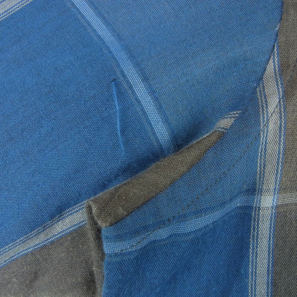 TENDERLOIN テンダーロイン T-POLY CHECK SHT ポリ 半袖 チェック シャツ 日本製 グレー系 ブルー系 S【中古】