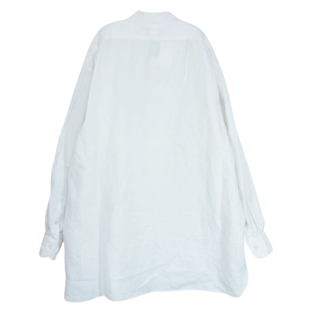 マーティーアンドサンズ 22SS MT2103-0603D PULL OVER SH 極上リネン バンドカラー プルオーバー 長袖 シャツ ホワイト系 3【中古】