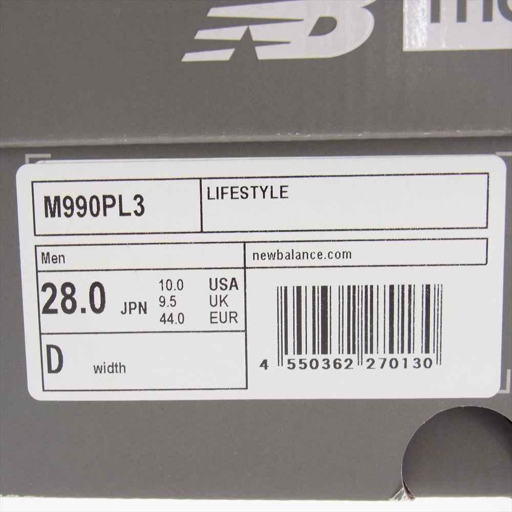 NEW BALANCE ニューバランス M990PL3 USA製 990V3 ローカット スニーカー レッド系 28.0cm【中古】