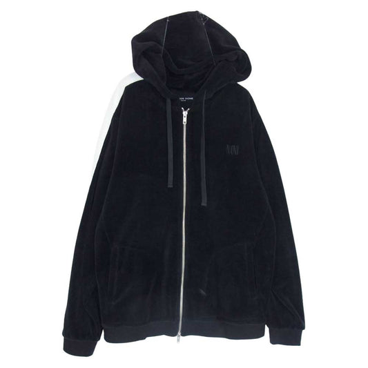 NUMBER(N)INE ナンバーナイン DENIMライン サイドライン ベロア ジップアップ パーカー ブラック系 M【中古】