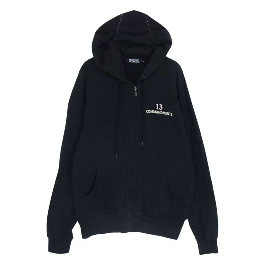 HYSTERIC GLAMOUR ヒステリックグラマー 0243CF13 COMMANDMENTS コマンドメント scull print スカル プリント Zip up  ウーマン ヘッド ジップアップ パーカー ブラック系 M【中古】
