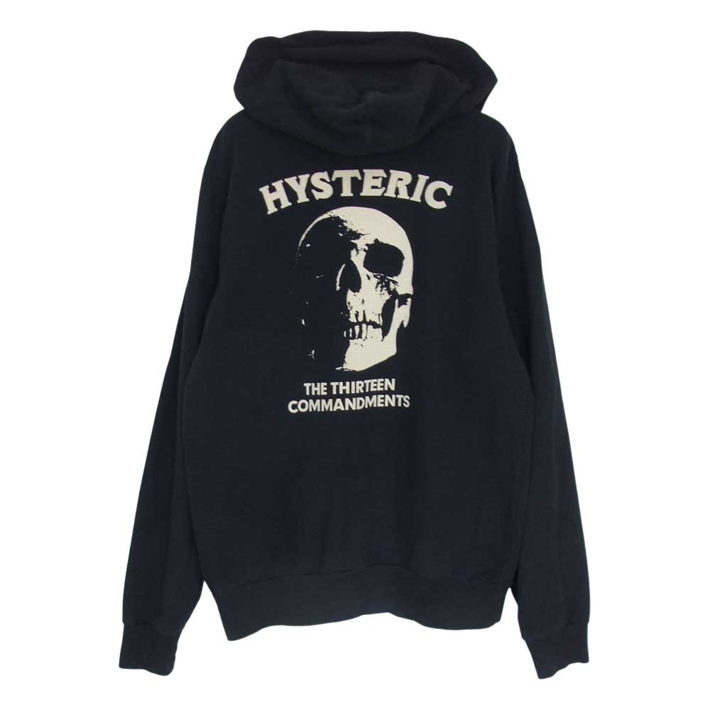 HYSTERIC GLAMOUR ヒステリックグラマー 0243CF13 COMMANDMENTS コマンドメント scull print スカル プリント Zip up  ウーマン ヘッド ジップアップ パーカー ブラック系 M【中古】