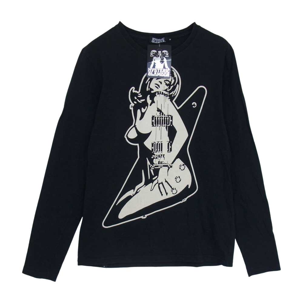 HYSTERIC GLAMOUR ヒステリックグラマー 0243CL16 GUITAR GIRL ギター ガール ロンT 長袖 Tシャツ ブラック系  M【中古】