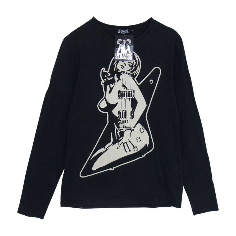 HYSTERIC GLAMOUR ヒステリックグラマー 0243CL16 GUITAR GIRL ギター ガール ロンT 長袖 Tシャツ ブラック系 M【中古】