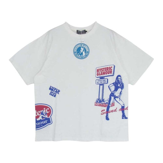 HYSTERIC GLAMOUR ヒステリックグラマー 02231CT16 ALWAYS GOOD TIME オールウェイズ グッド タイム 半袖 Tシャツ ホワイト ホワイト系 L【新古品】【未使用】【中古】