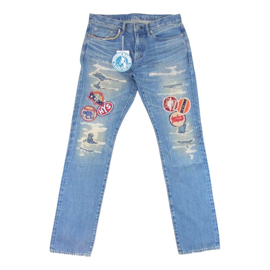 HYSTERIC GLAMOUR ヒステリックグラマー 02223AP03 HYS OVA アップリケ スリムストレートデニムパンツ インディゴブルー系 32【美品】【中古】