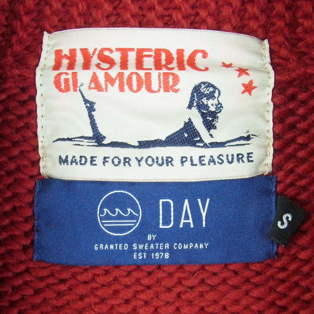 HYSTERIC GLAMOUR ヒステリックグラマー 02173ND05 Granted スカル&ダイス カウチンセーター ジップ カーディガン レッド系 S【中古】