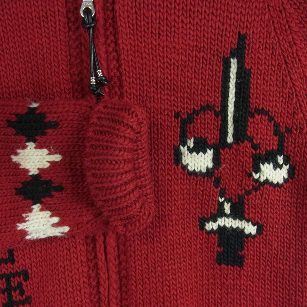 HYSTERIC GLAMOUR ヒステリックグラマー 02173ND05 Granted スカル&ダイス カウチンセーター ジップ カーディガン レッド系 S【中古】