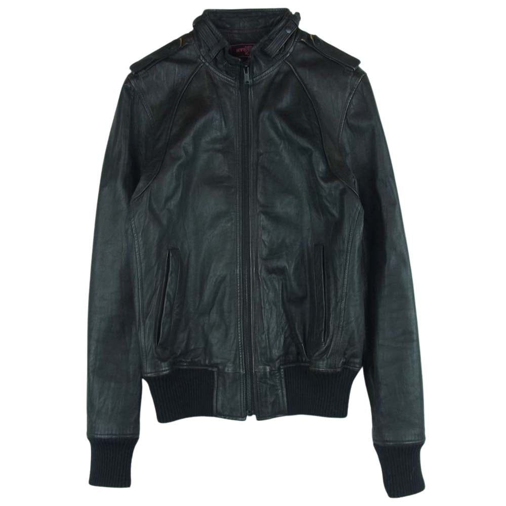 HYSTERIC GLAMOUR ヒステリックグラマー 5LB-0191 THEE HYSTERIC XXX STIElo ゴートレザー ブルゾン シングル ライダース ジャケット ブラック系 S【中古】