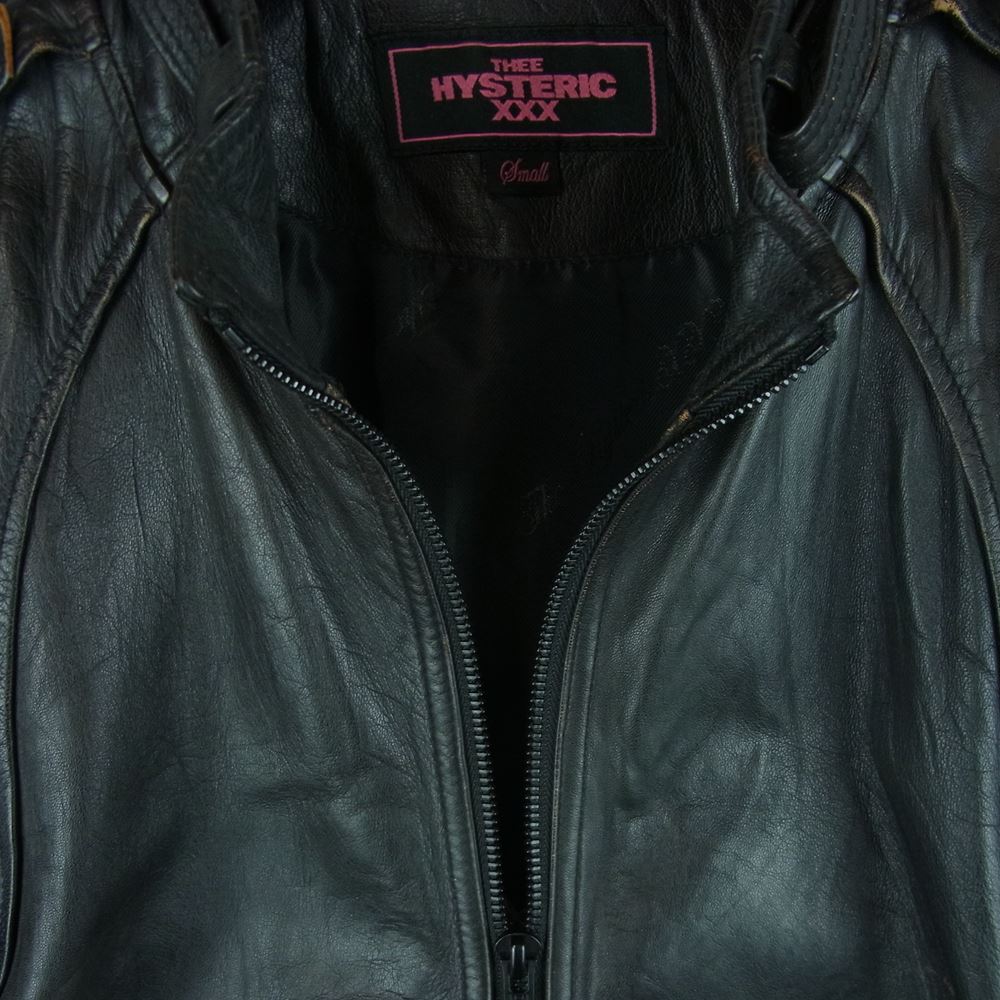 HYSTERIC GLAMOUR ヒステリックグラマー 5LB-0191 THEE HYSTERIC XXX STIElo ゴートレザー ブルゾン シングル ライダース ジャケット ブラック系 S【中古】