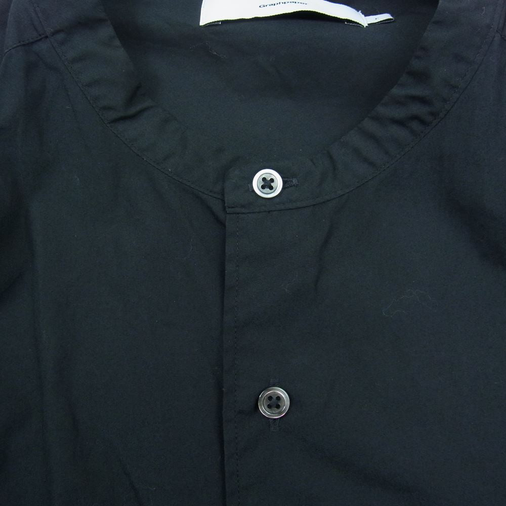 GRAPHPAPER グラフペーパー GM213-50111B BROAD OVERSIZED L/S BAND COLLAR SHIRT バンドカラー シャツ ブラック系 F【中古】