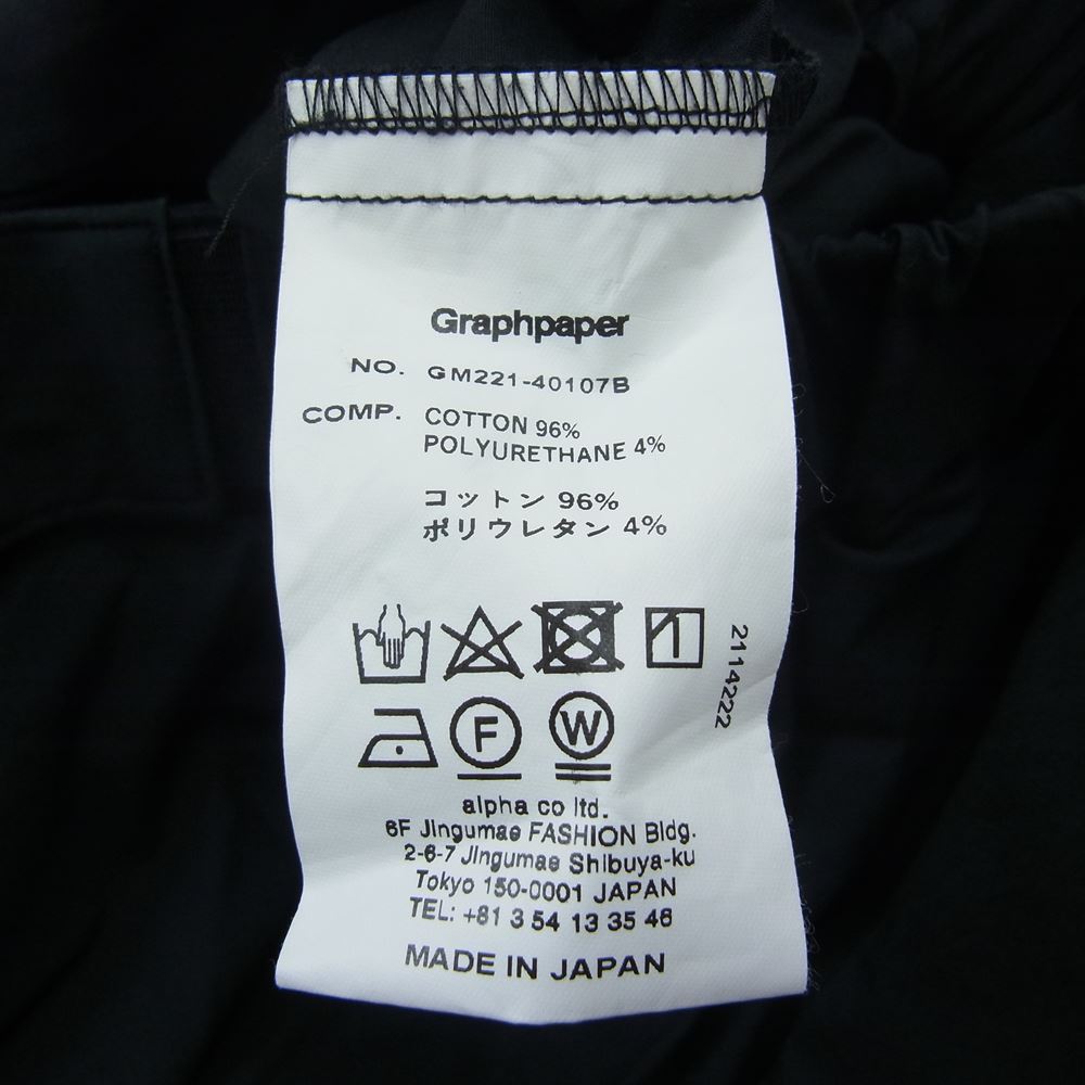GRAPHPAPER グラフペーパー GM221-40107B Stretch Typewriter Chef Pants テーパード シェフ パンツ ブラック  ブラック系 F【中古】