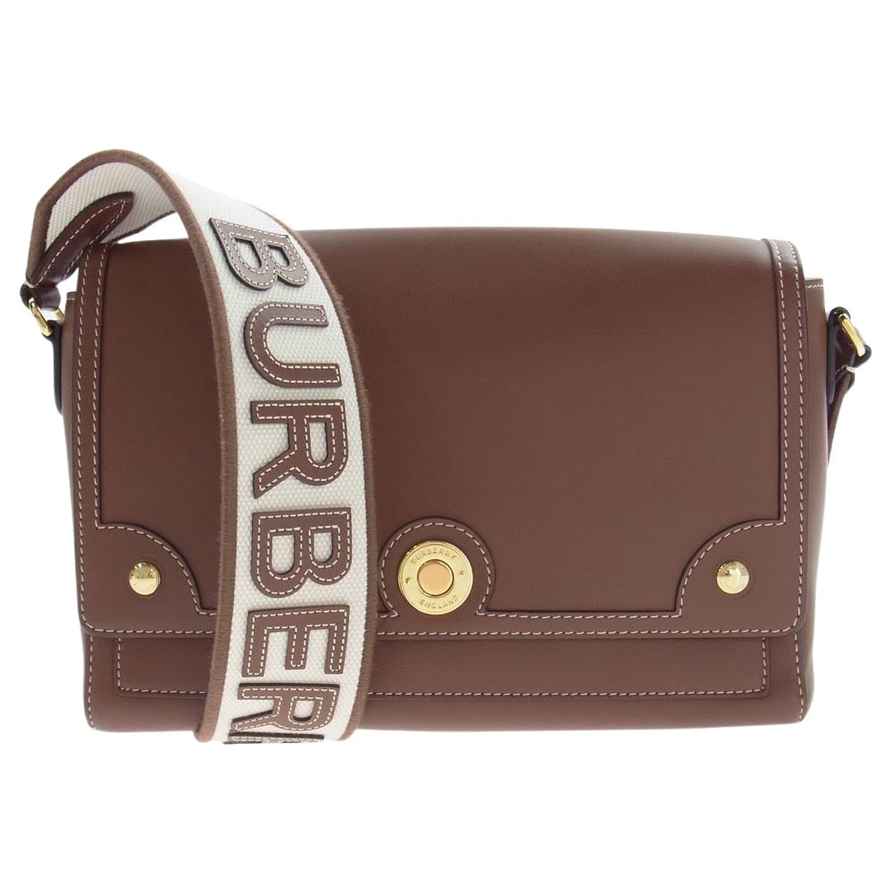 BURBERRY バーバリー 8043055 トップ ステッチ レザー ノート クロス ボディ バッグ ブラウン系【美品】【中古】