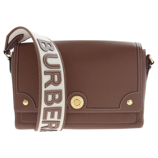 BURBERRY バーバリー 8043055 トップ ステッチ レザー ノート クロス ボディ バッグ ブラウン系【美品】【中古】